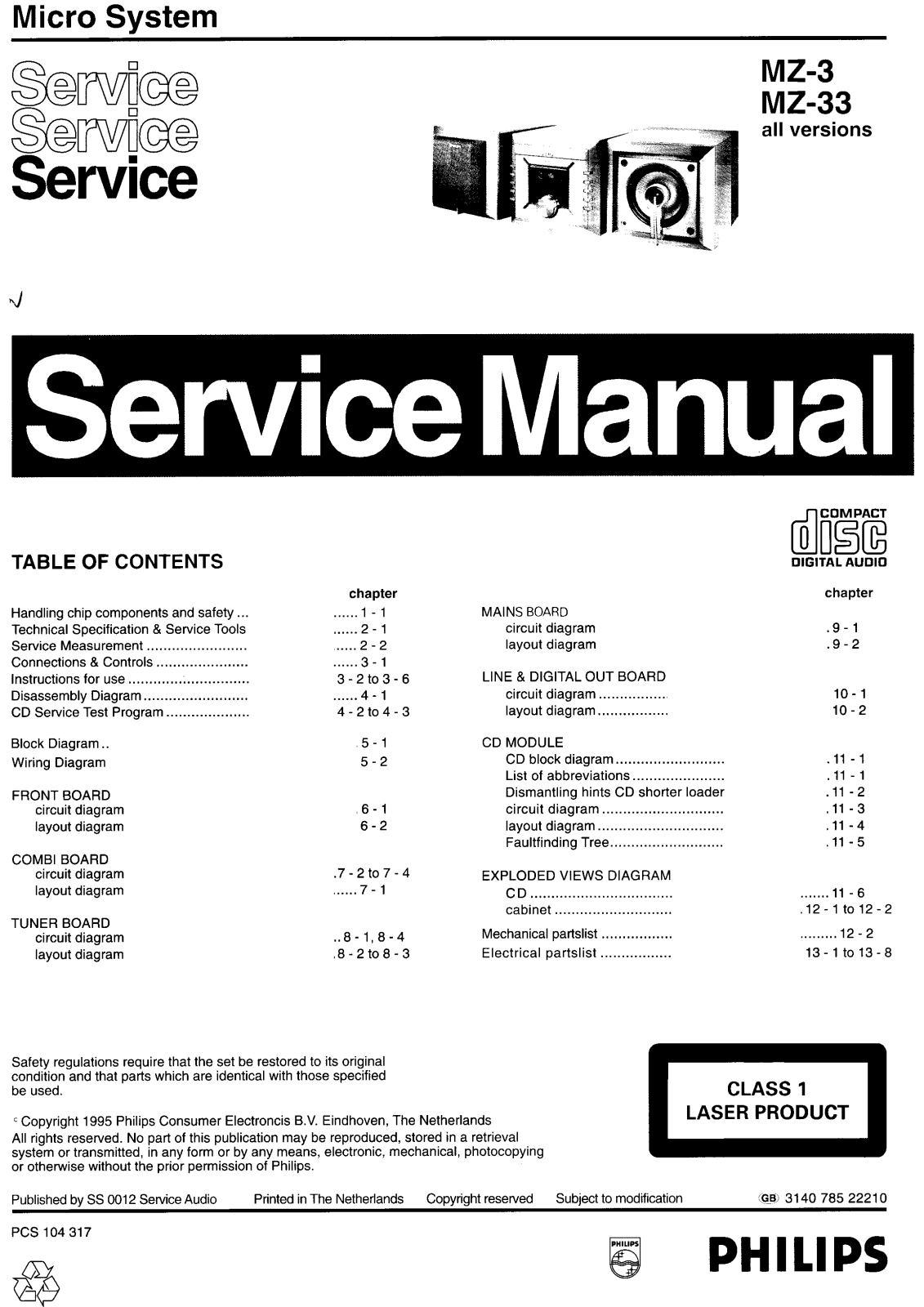 Philips MZ3-33 Service Manual