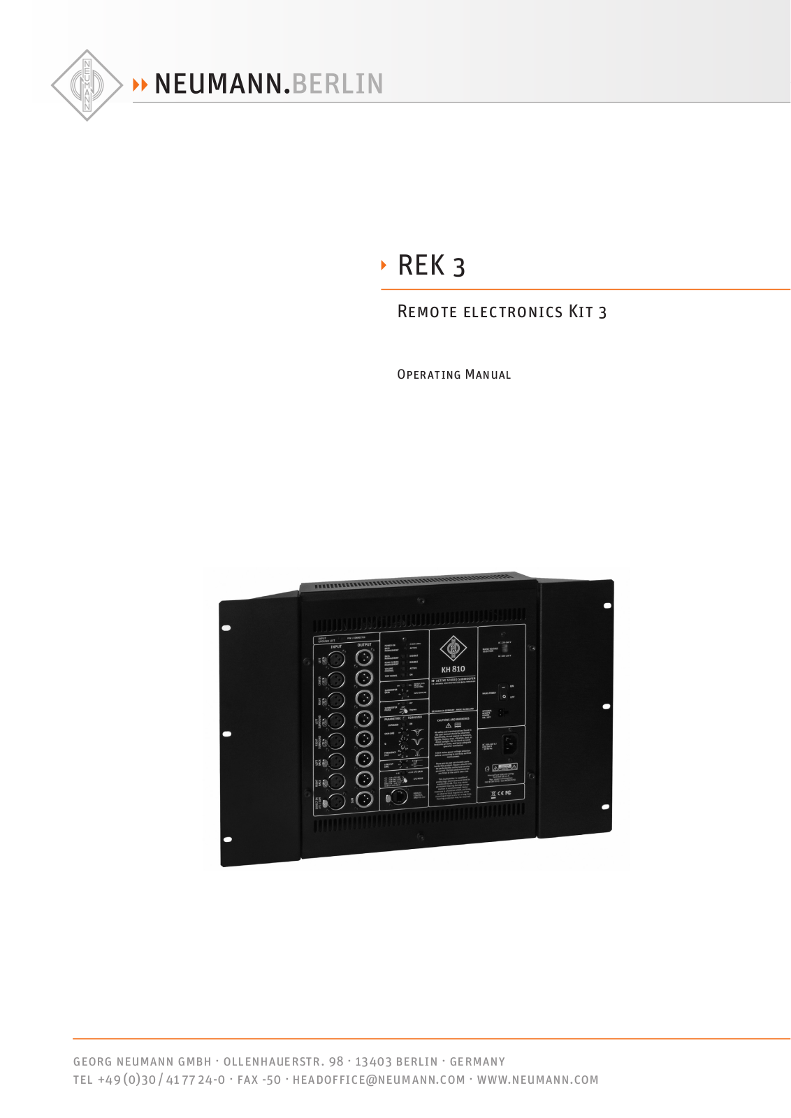 Neumann REK 3 Users Manual