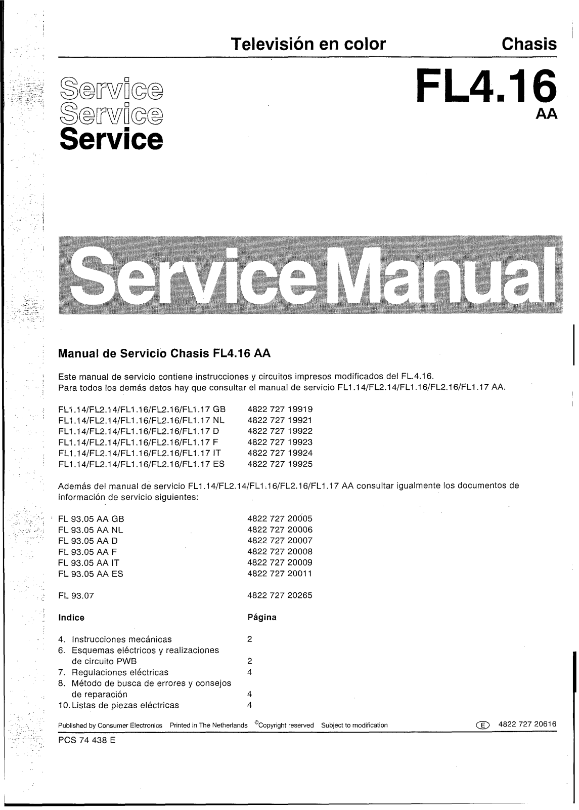 PHILIPS FL 4.16 AA Service Manual