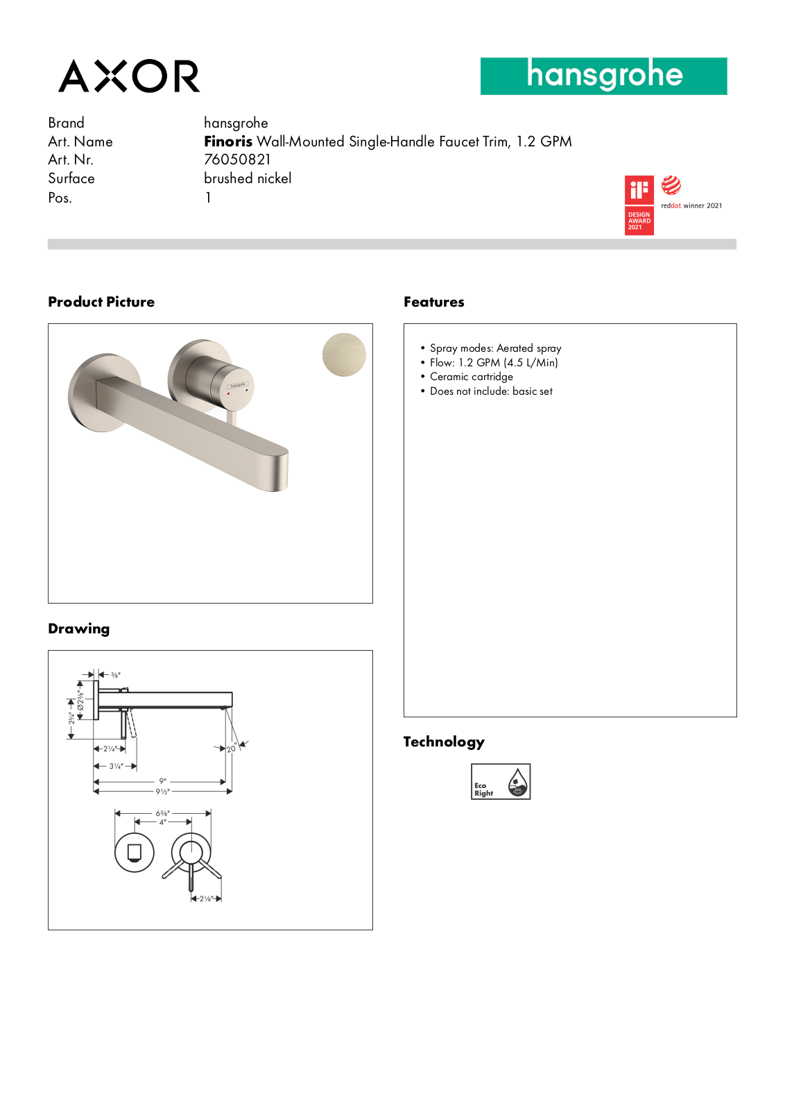 Hansgrohe GCDC1968 Specifications - ManualMachine.com