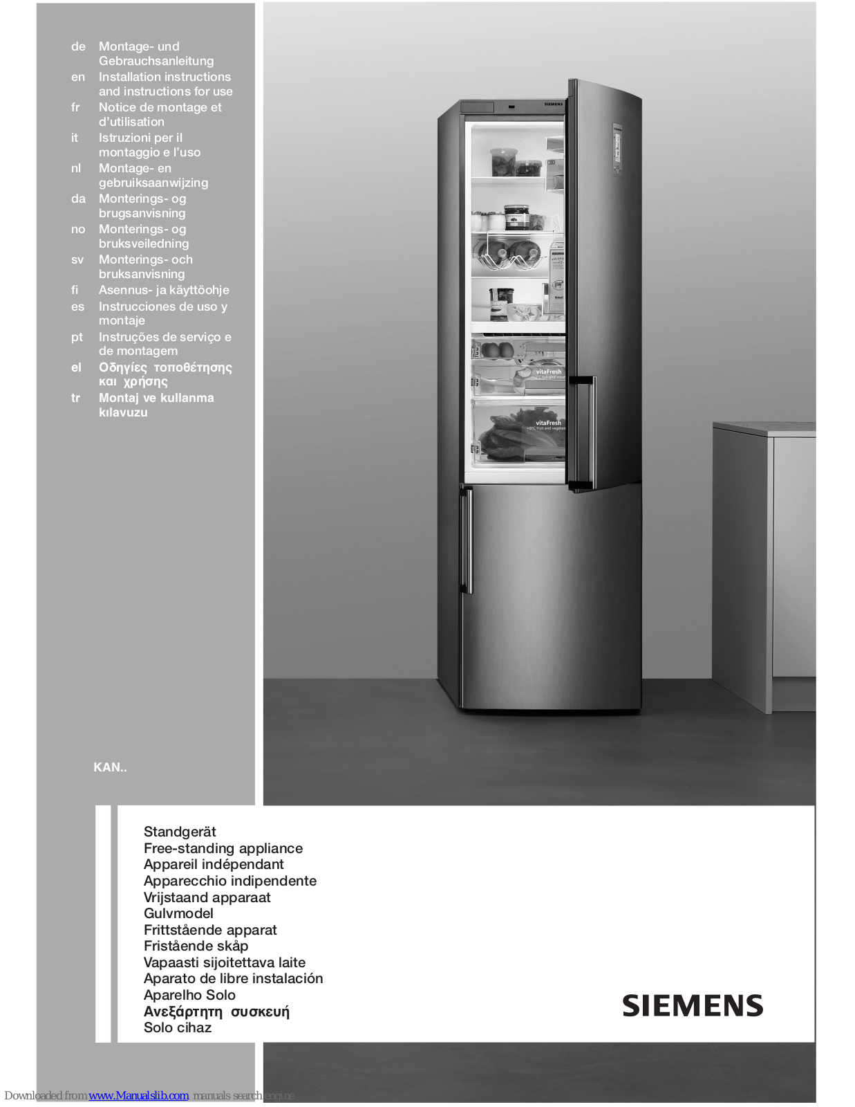 Siemens KAN series, KA58NA4 SERIES Installation Instructions Manual