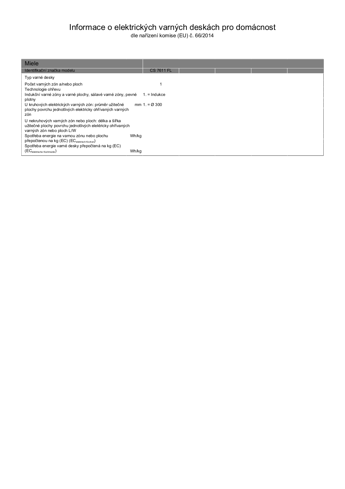 Miele CS7611FL Information sheet