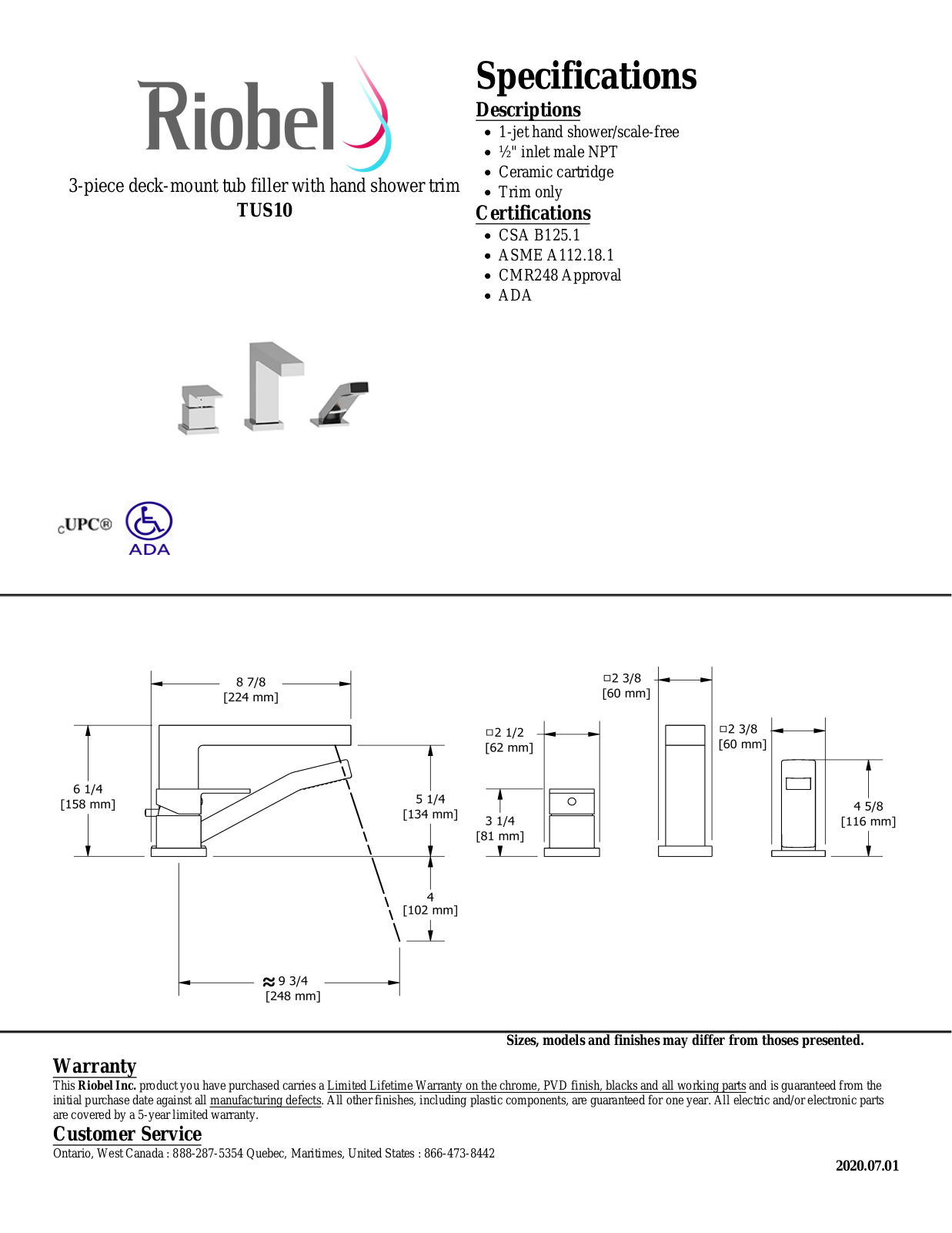 Riobel TUS10BN Specifications - ManualMachine.com