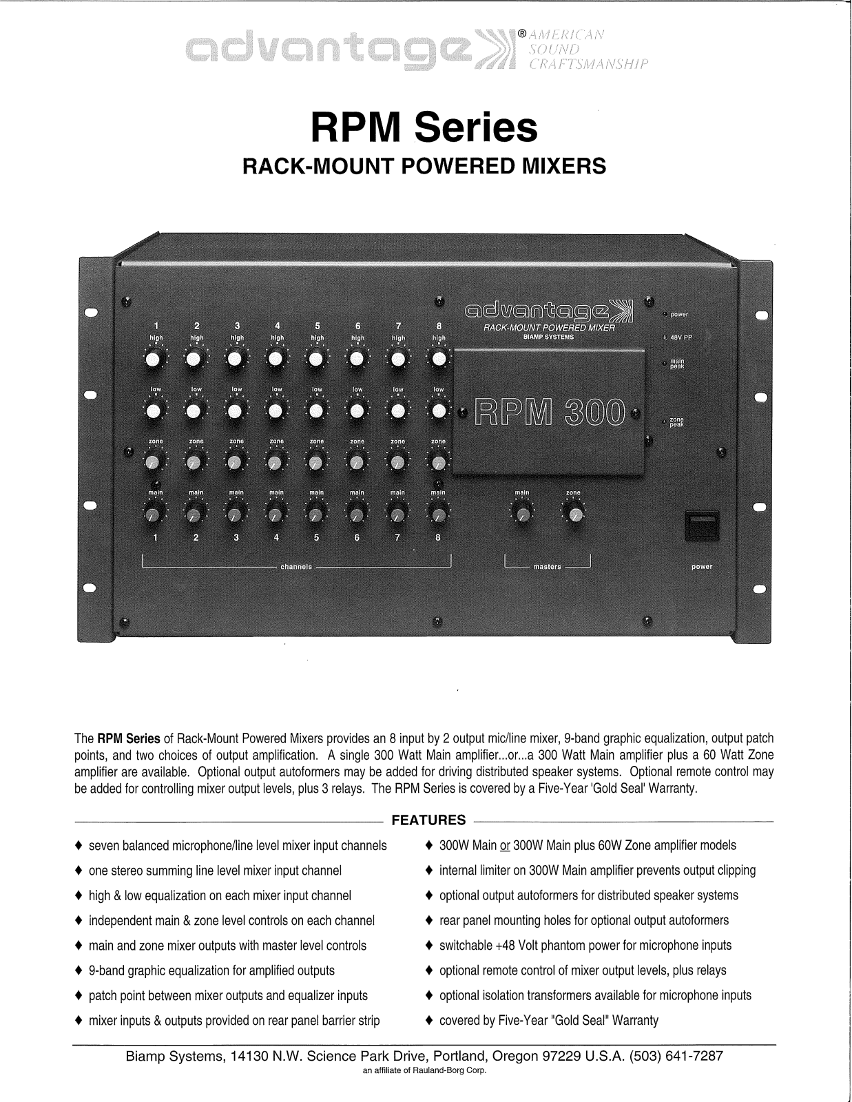 Biamp RPM SERIES User Manual