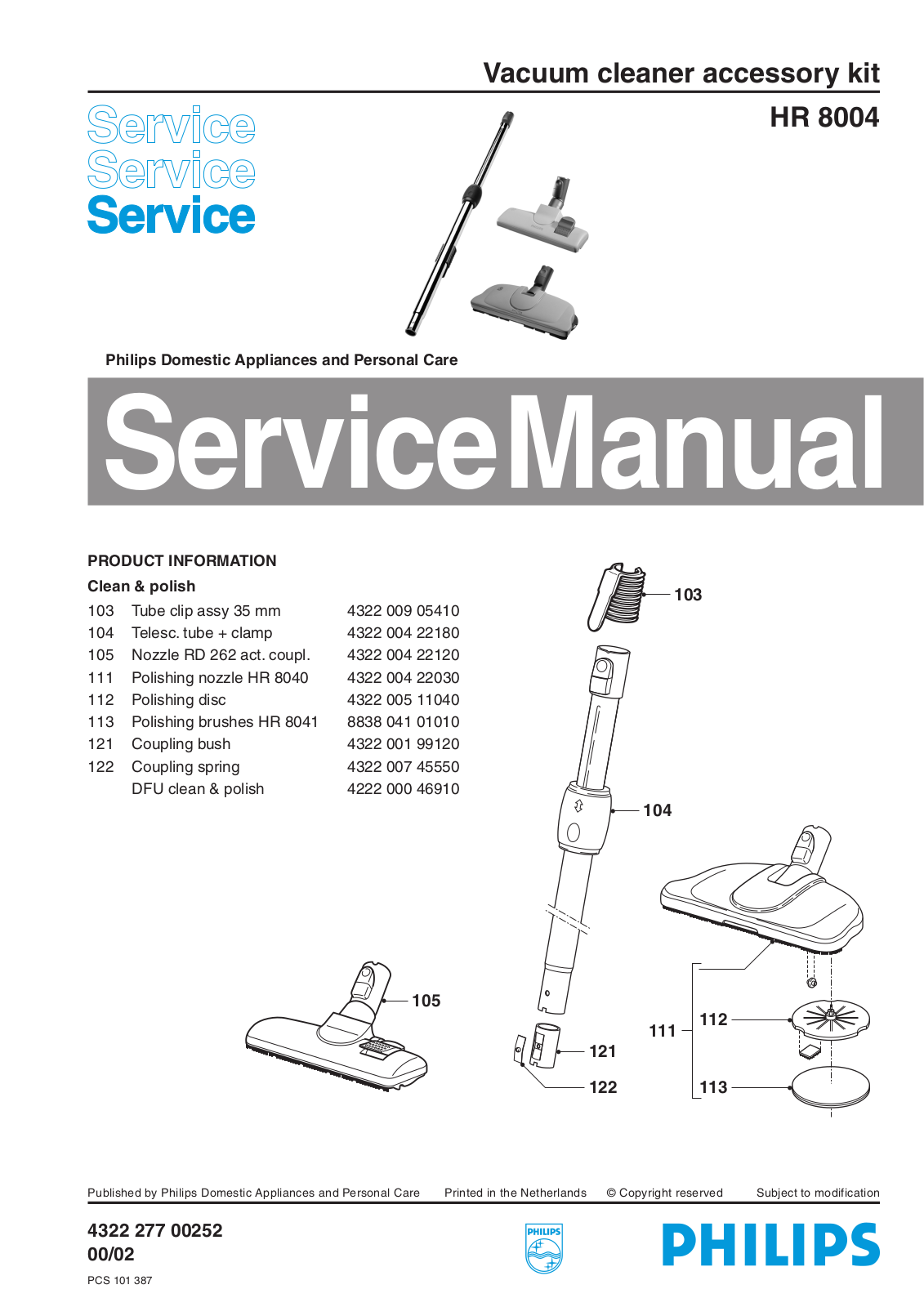 Philips HR 8004 Service Manual