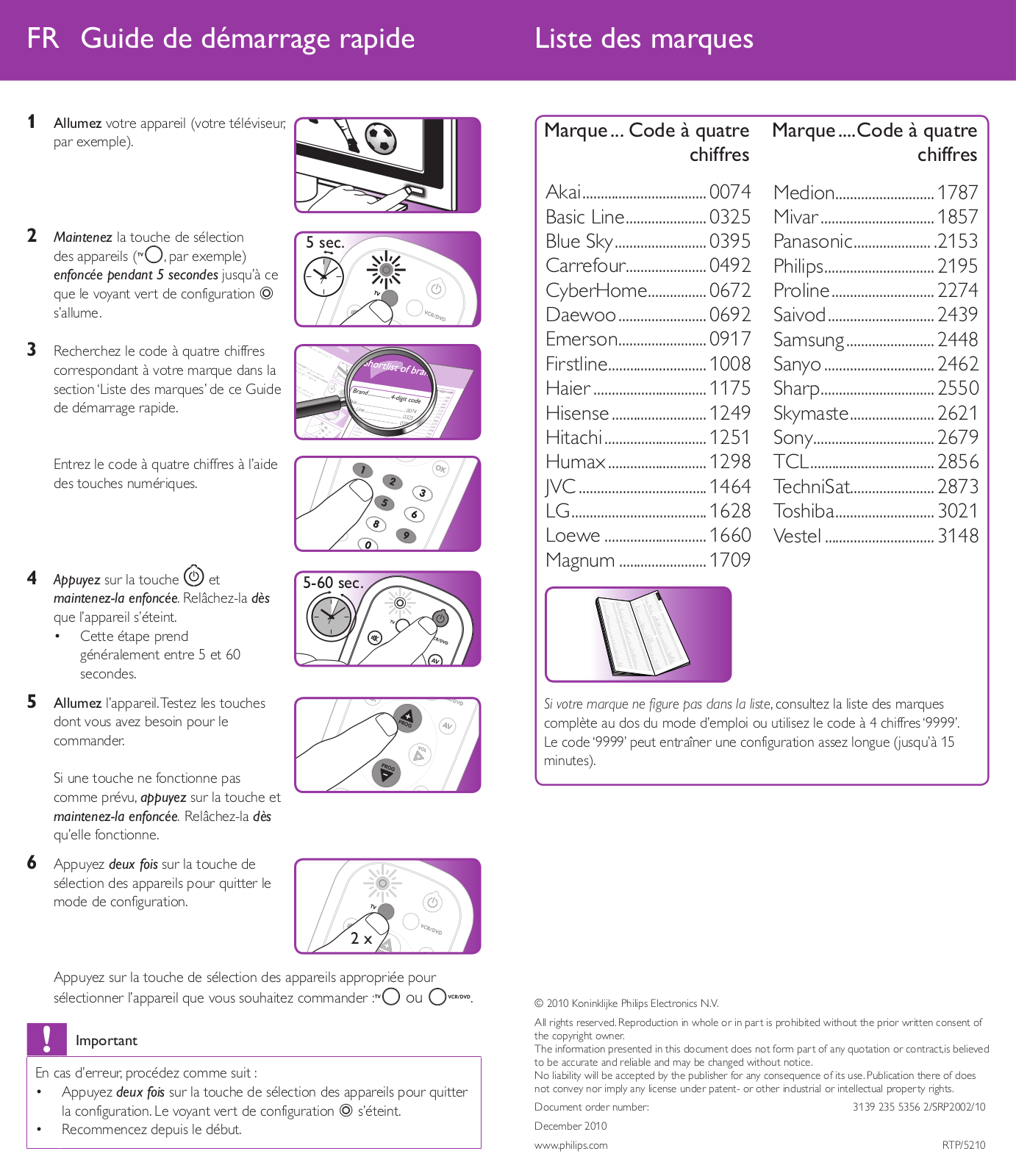 PHILIPS SRP200210 User Manual