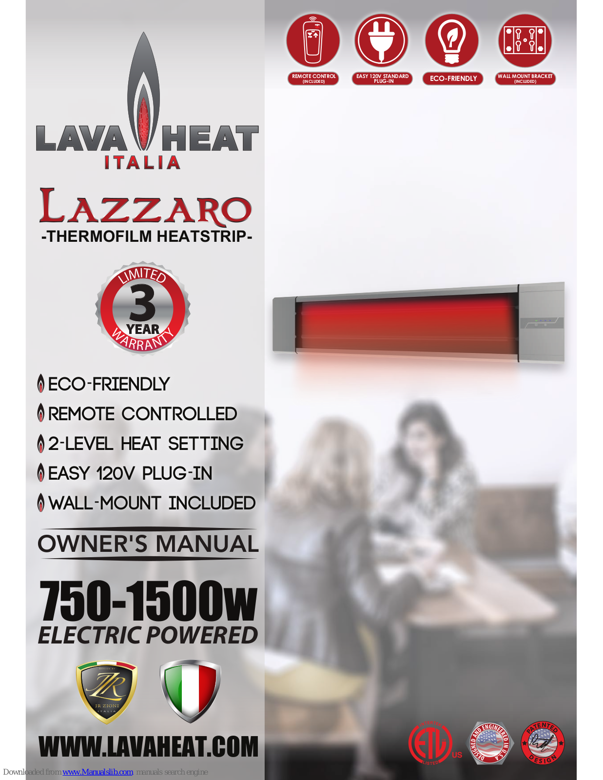 Lava Heat Lazzaro Owner's Manual