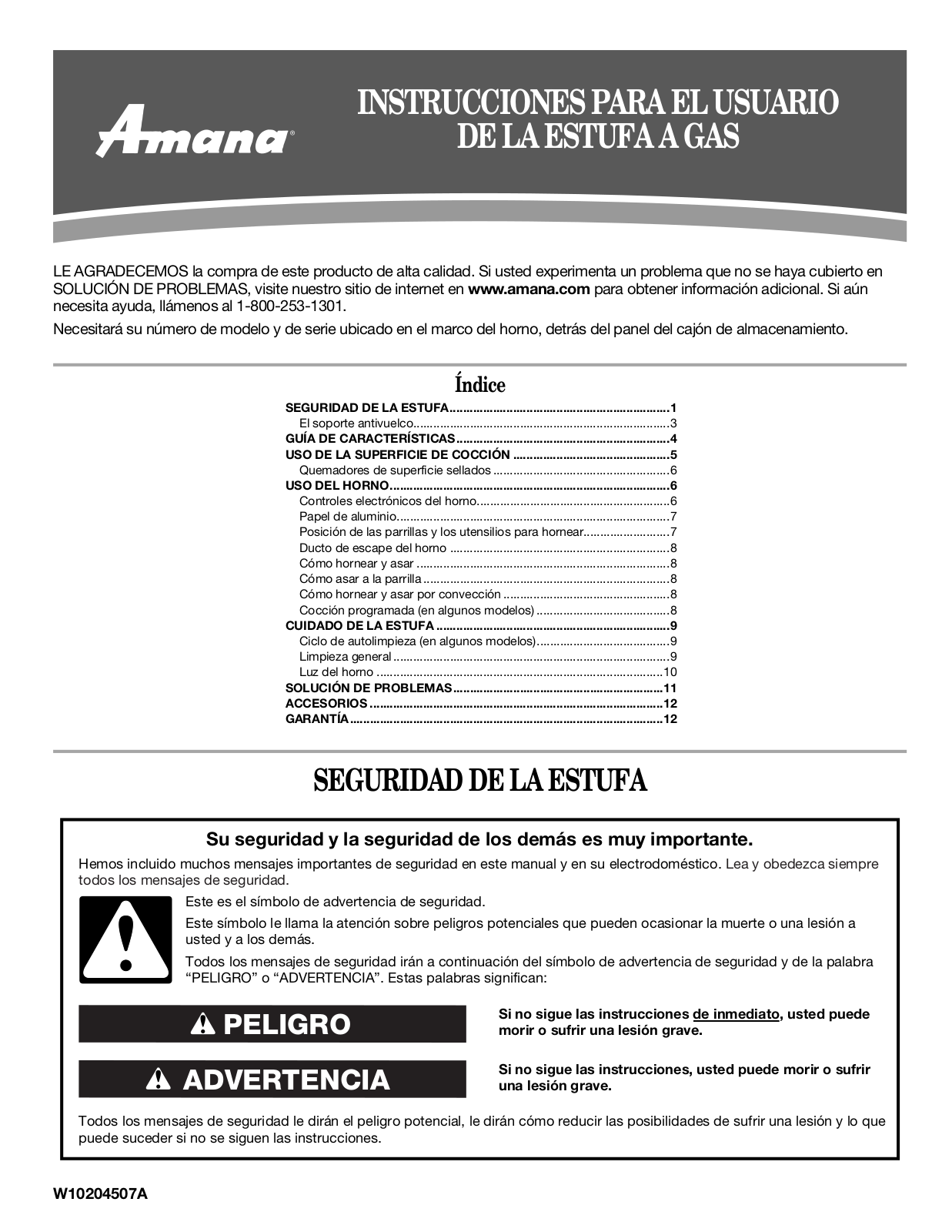 Amana W10204507A Owner's Manual