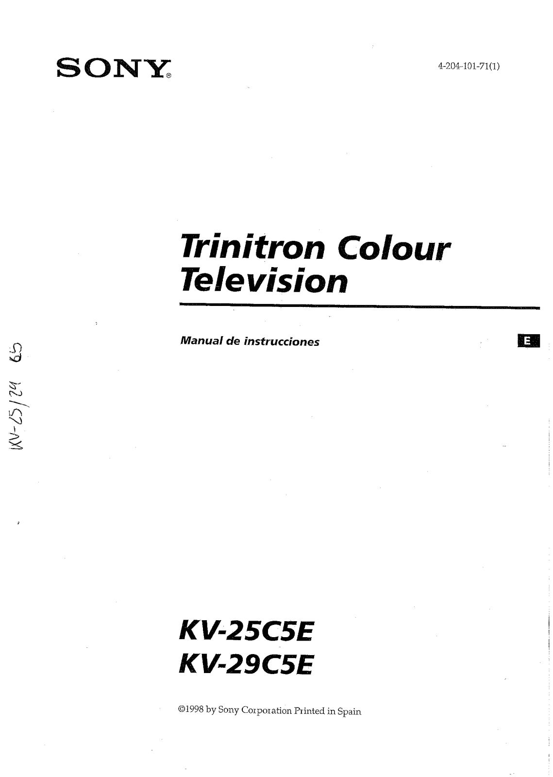 SONY KV-25C5E, KV-29C5E User Manual