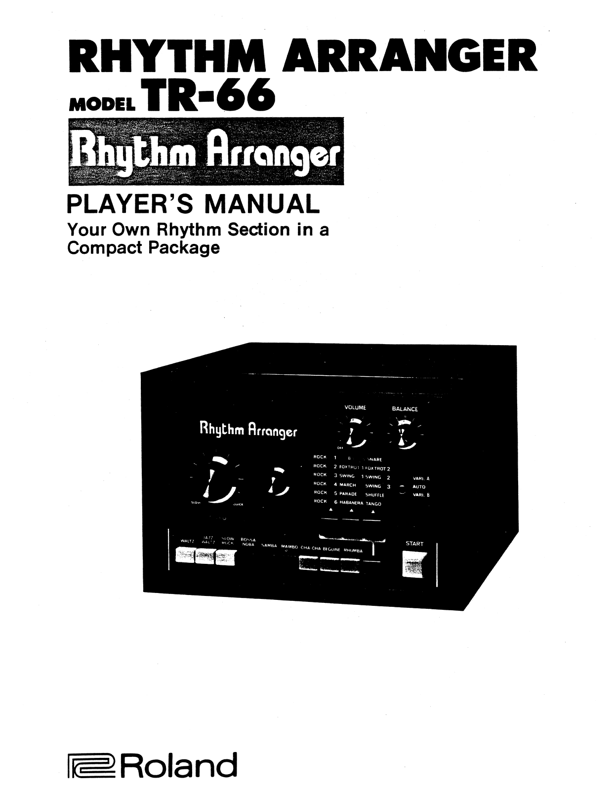 Roland Corporation TR-66 Owner's Manual