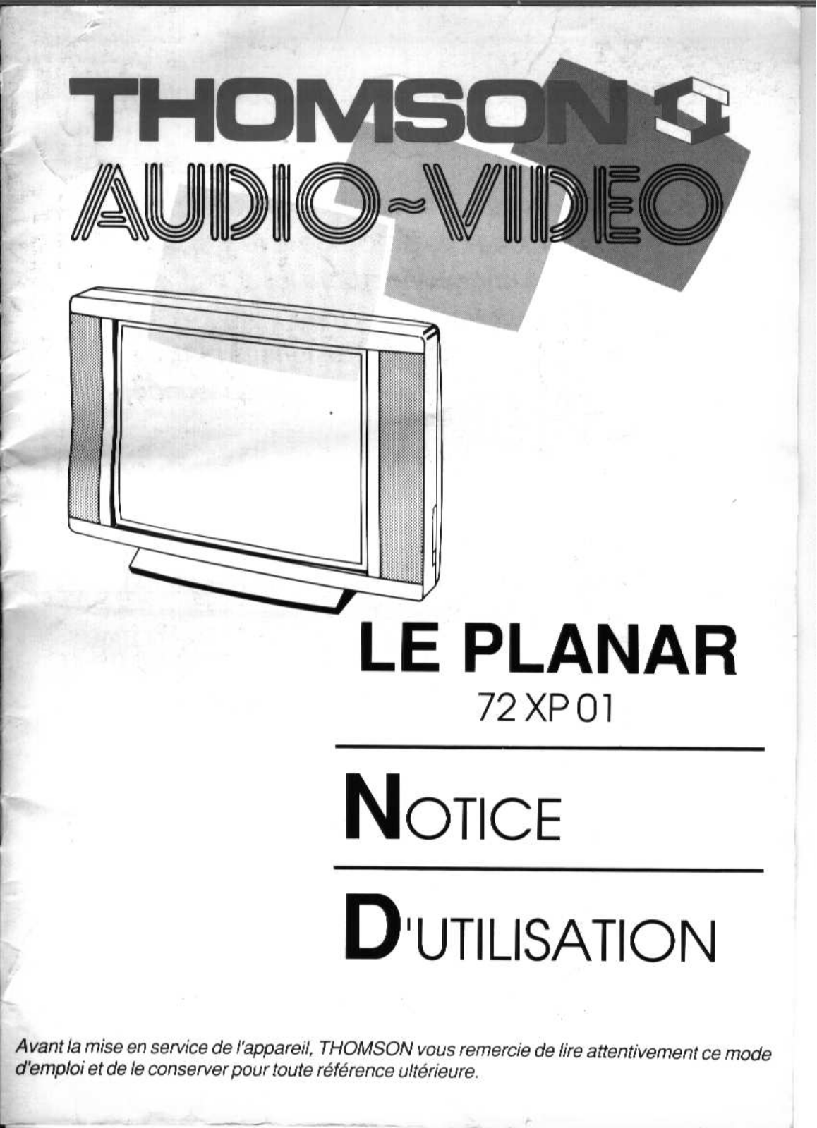 THOMSON LE PLANAR 72 XP 01 User Manual