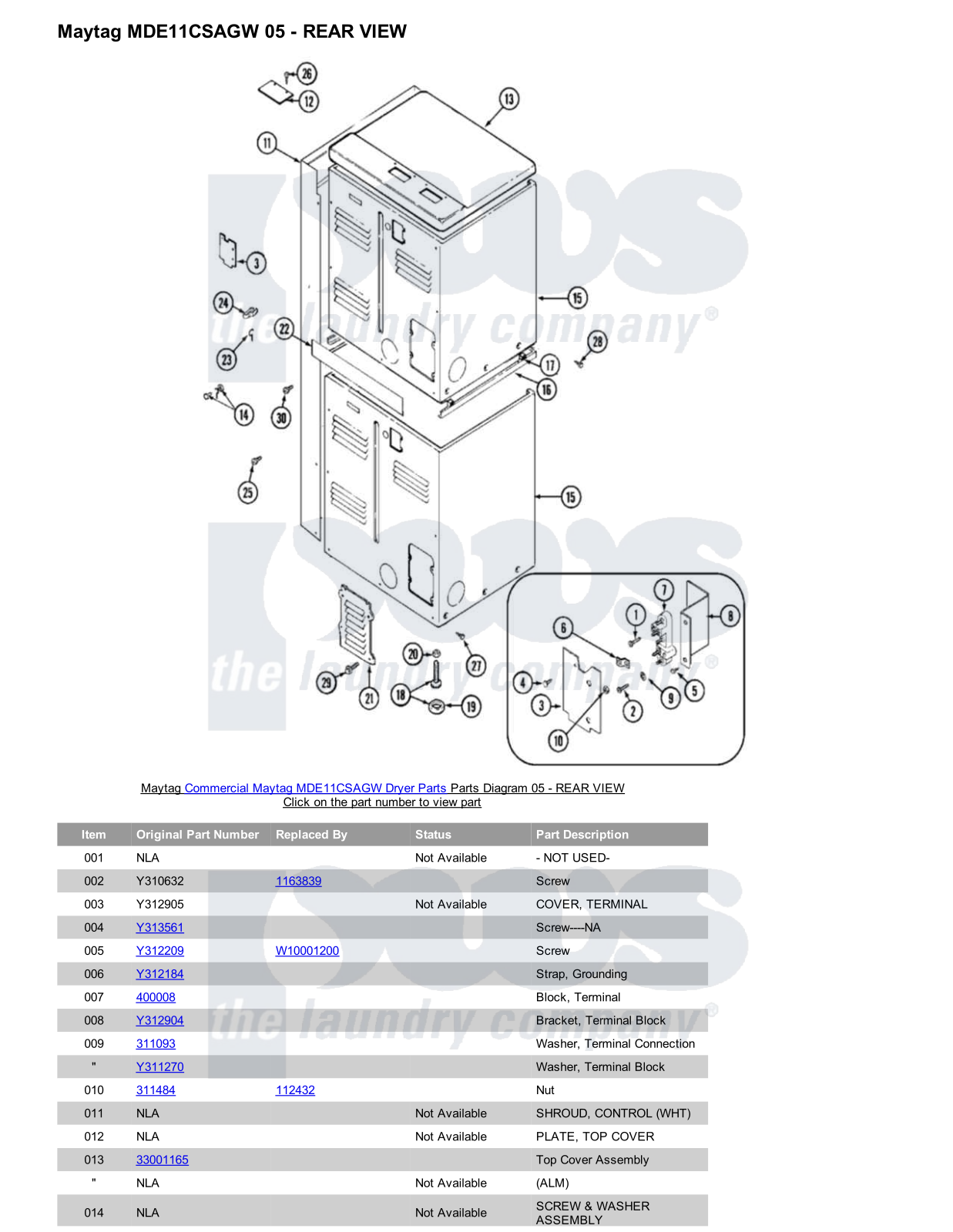 Maytag MDE11CSAGW Parts Diagram