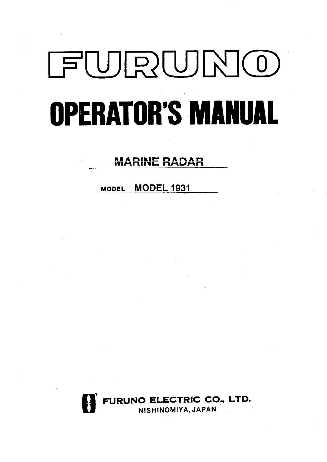 Furuno 1931 User Manual