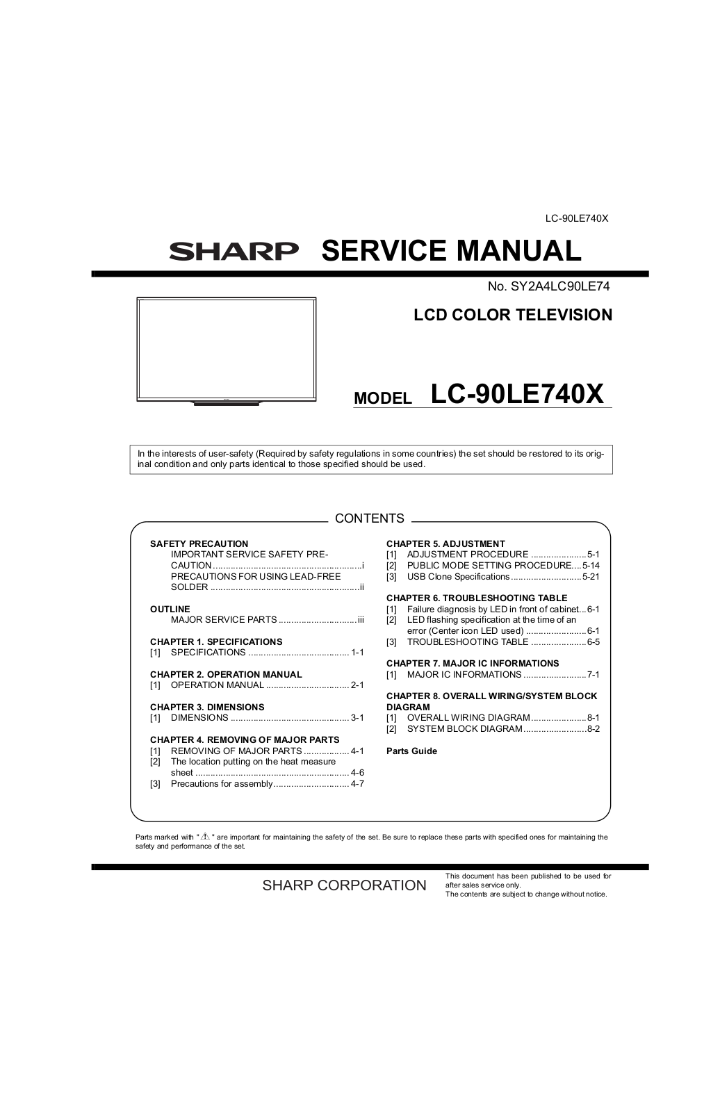 Sharp LC-90LE740X Schematic