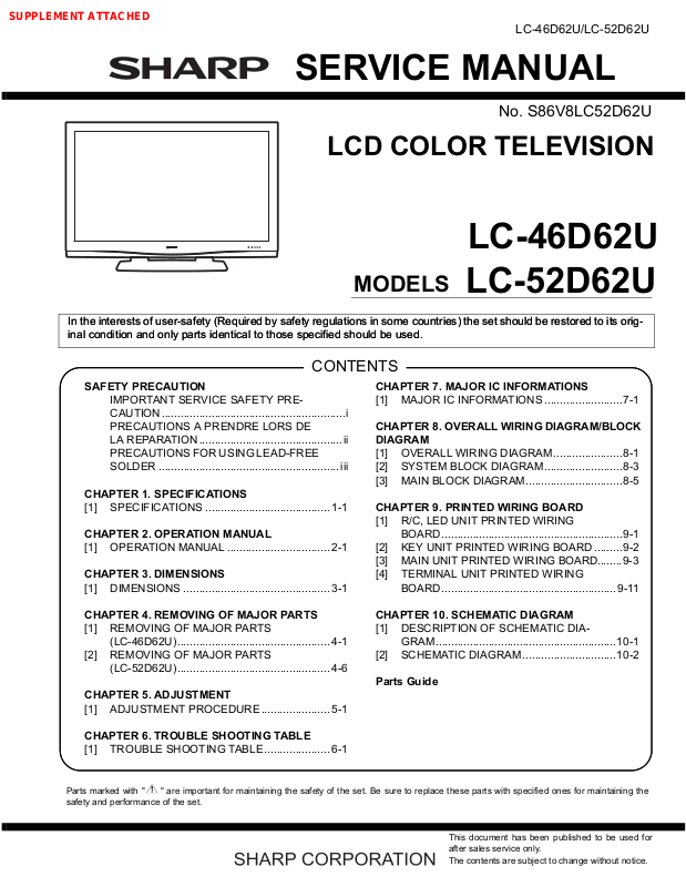 Sharp LC-46D62U, LC-52D62U User Manual