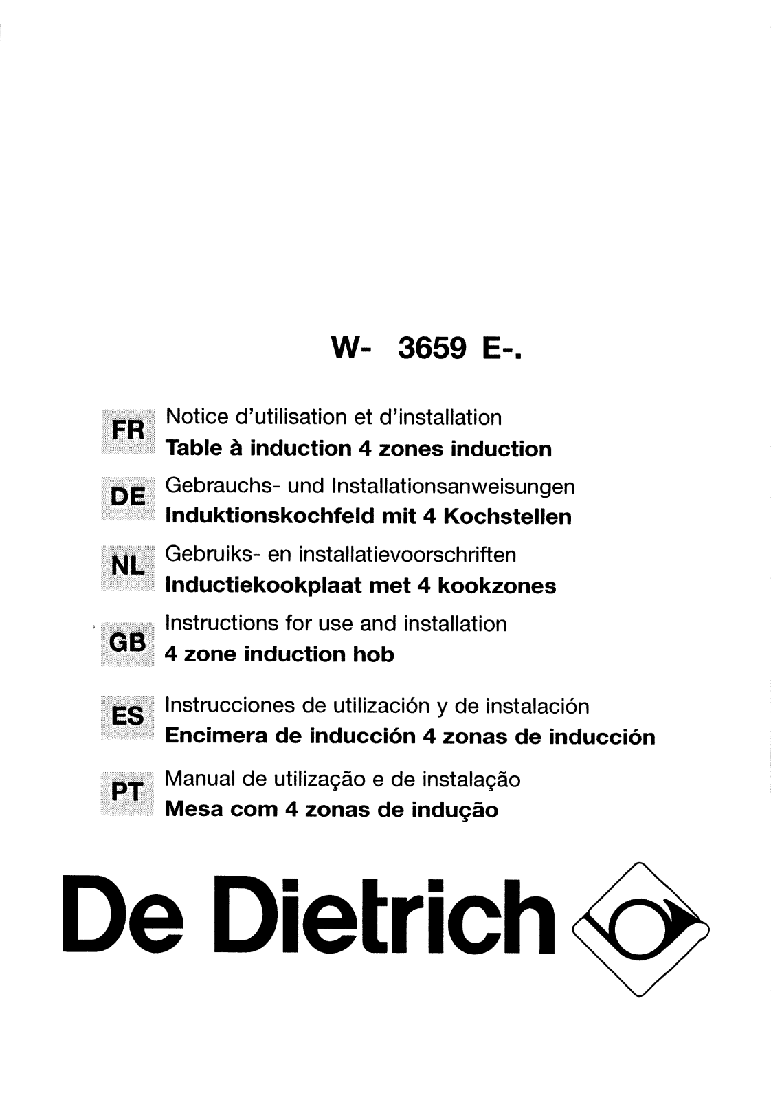 De dietrich WW3659E1 User Manual