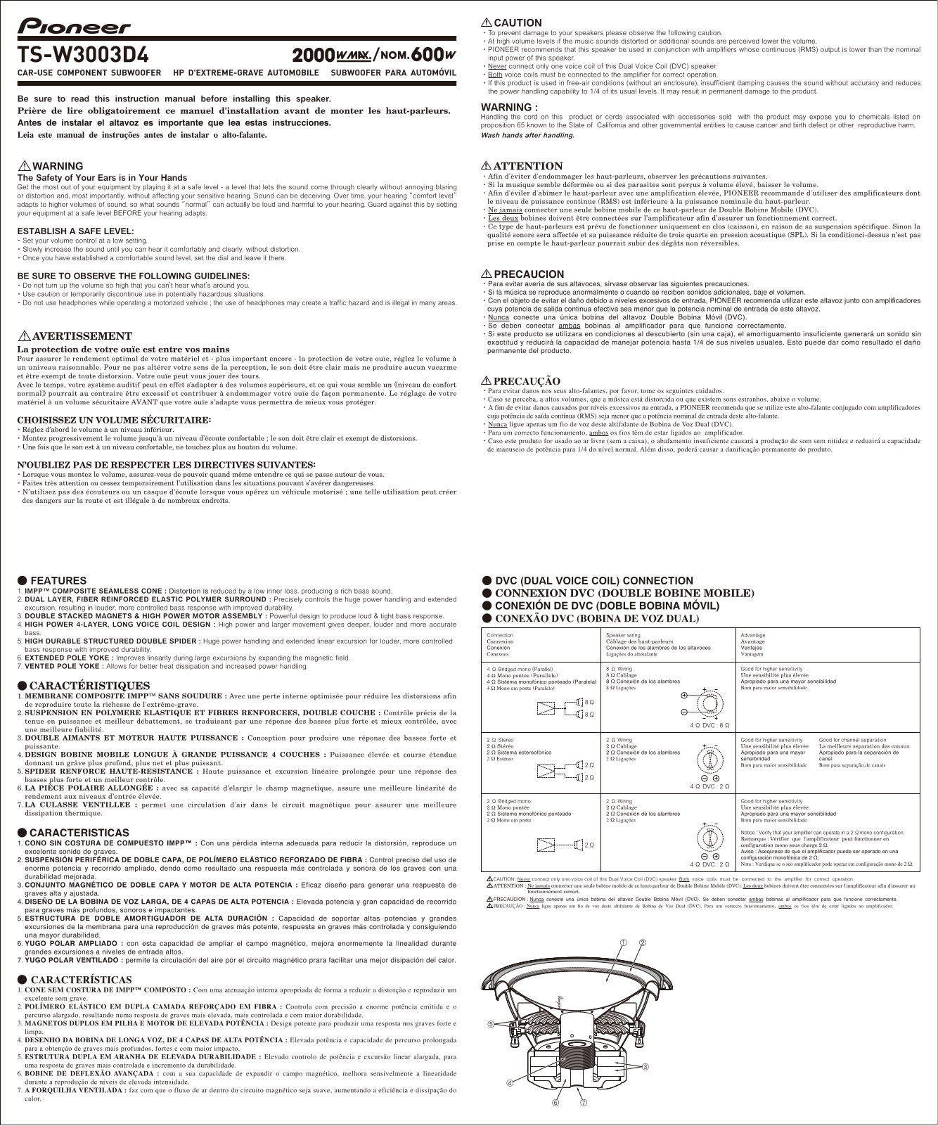 Pioneer TS-W3003D4 Quick Start Manual