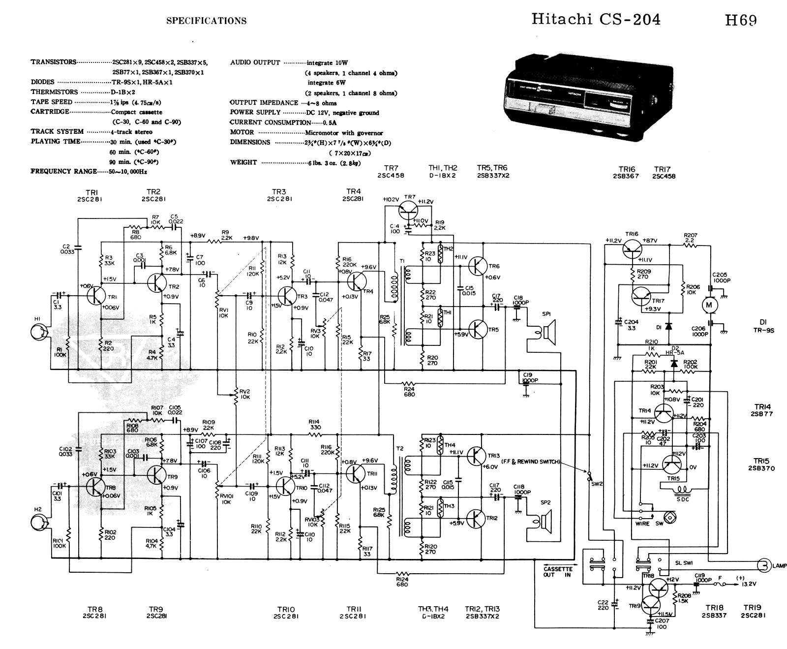 Hitachi CS-204 Cirquit Diagram