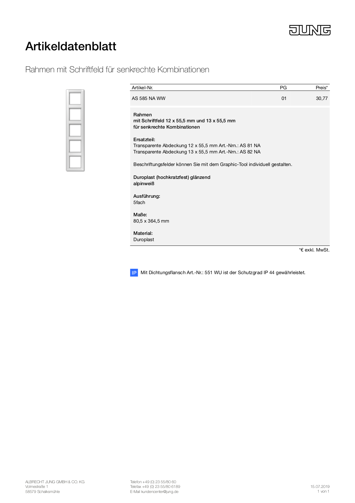 Jung AS 585 NA WW User Manual