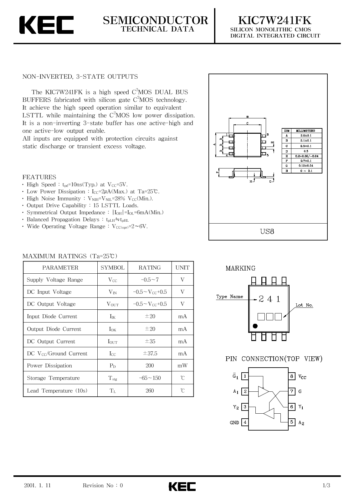 KEC KIC7W241FK Datasheet