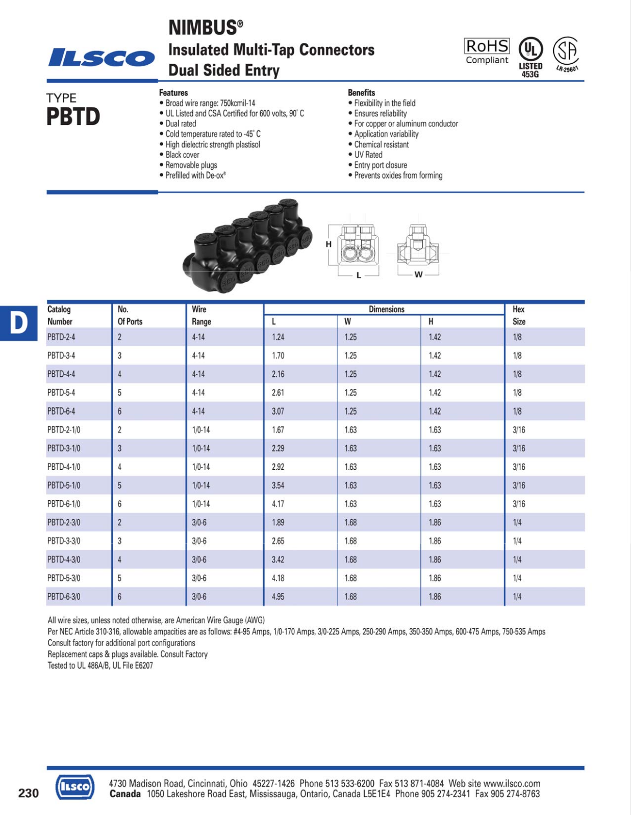 Ilsco NIMBUS Insulated Multi-Tap Connectors Catalog Page