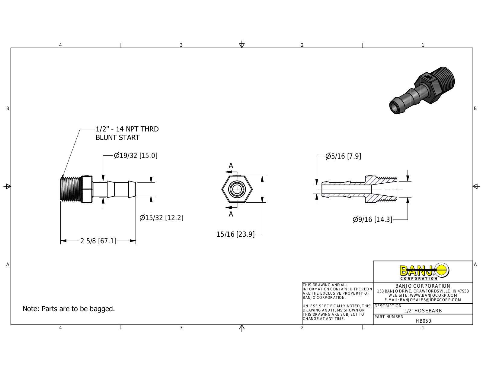 Banjo HB050 Drawing - ManualMachine.com