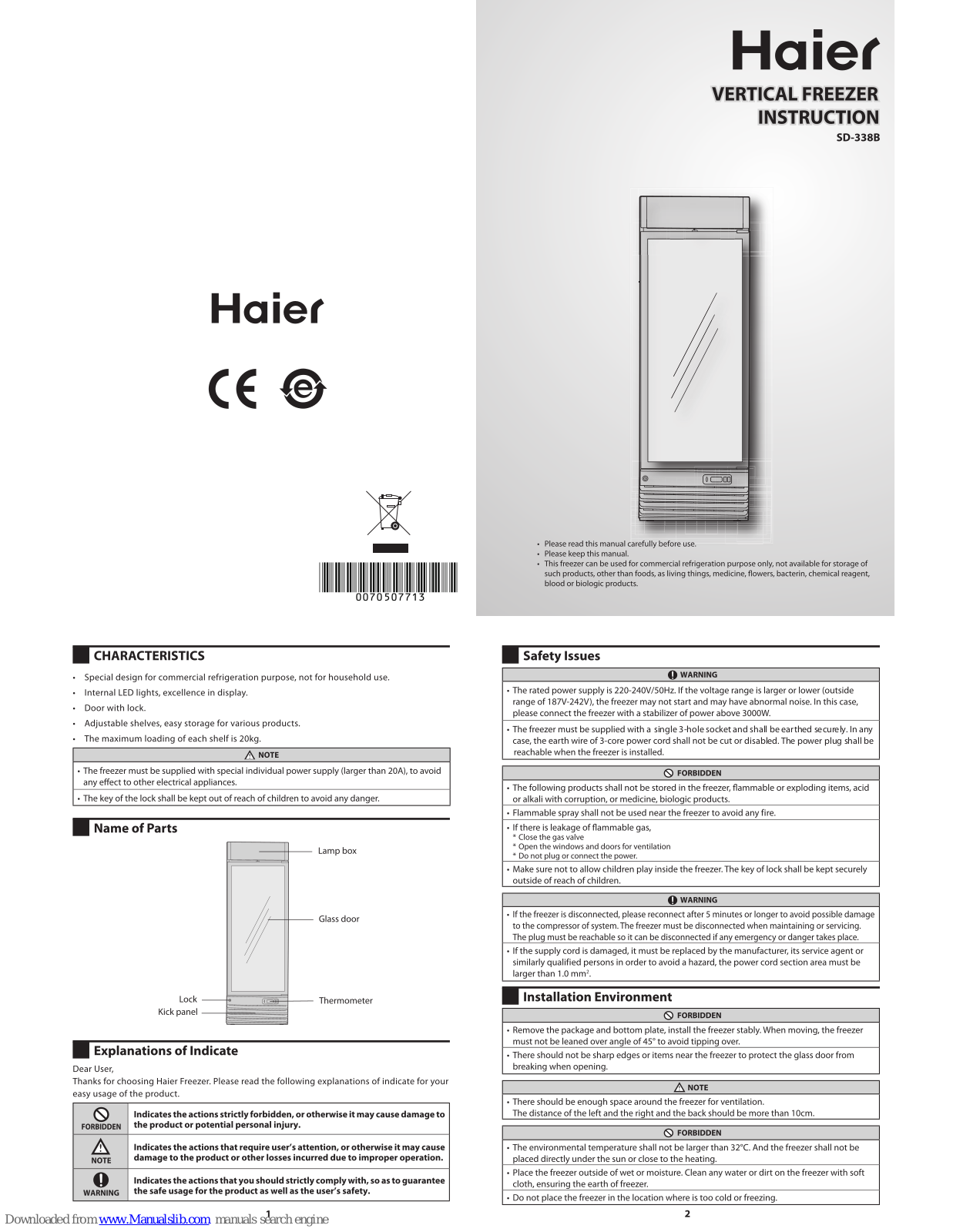 Haier SD-338B Instruction