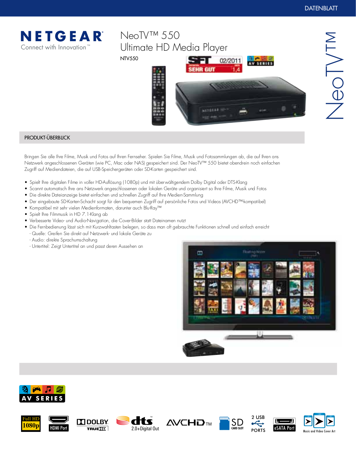 Netgear NTV550 Datenblatt