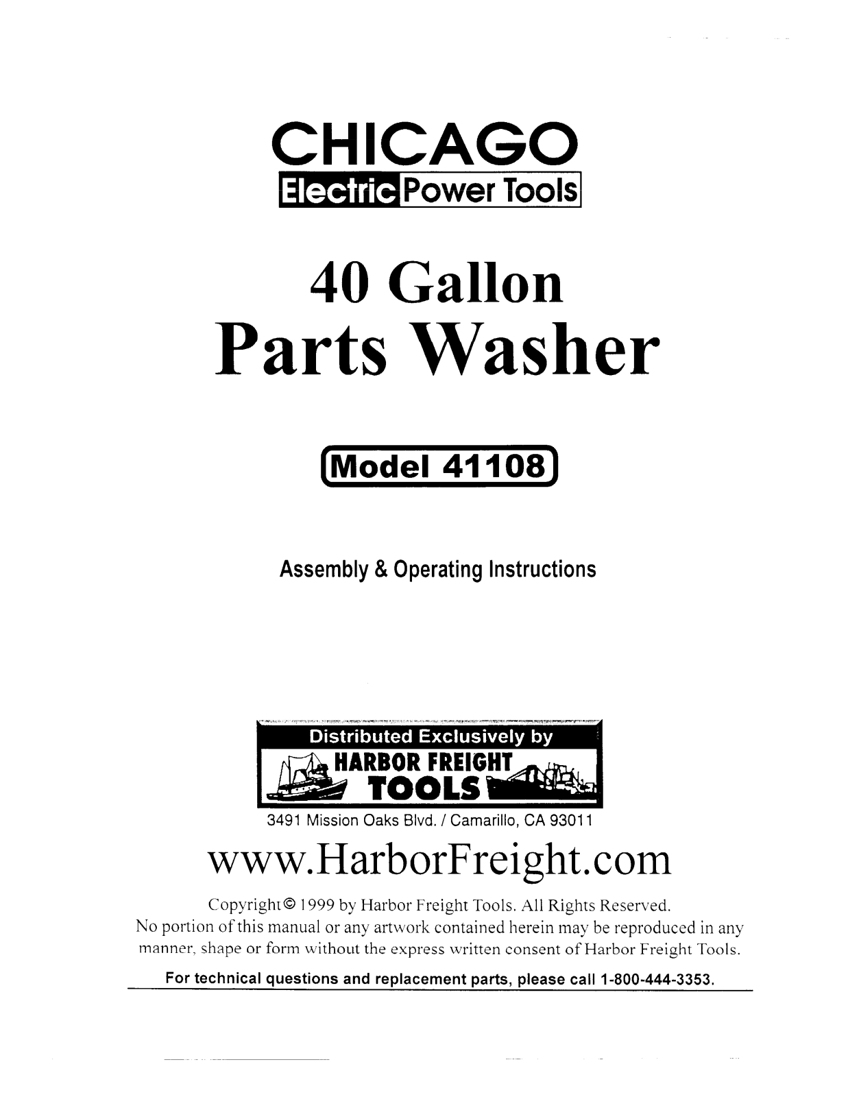 Harbor Freight Tools 41108 User Manual