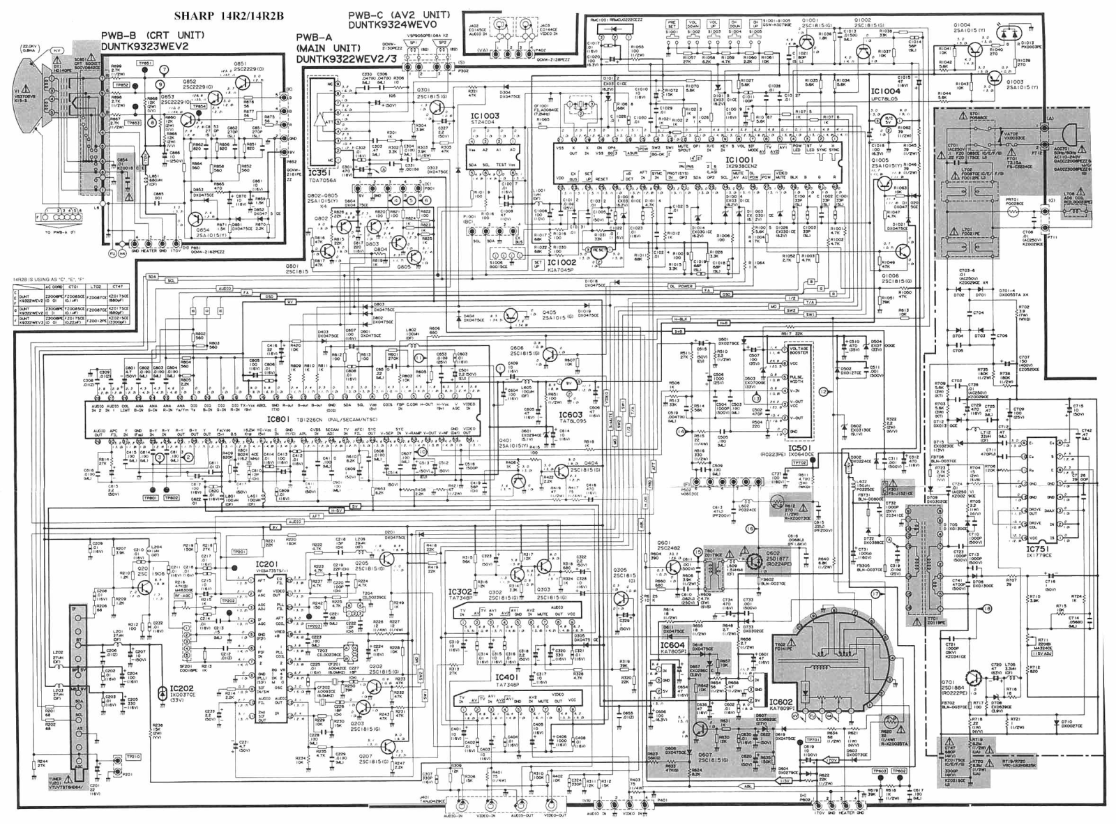 SHARP 14R2 Schematics