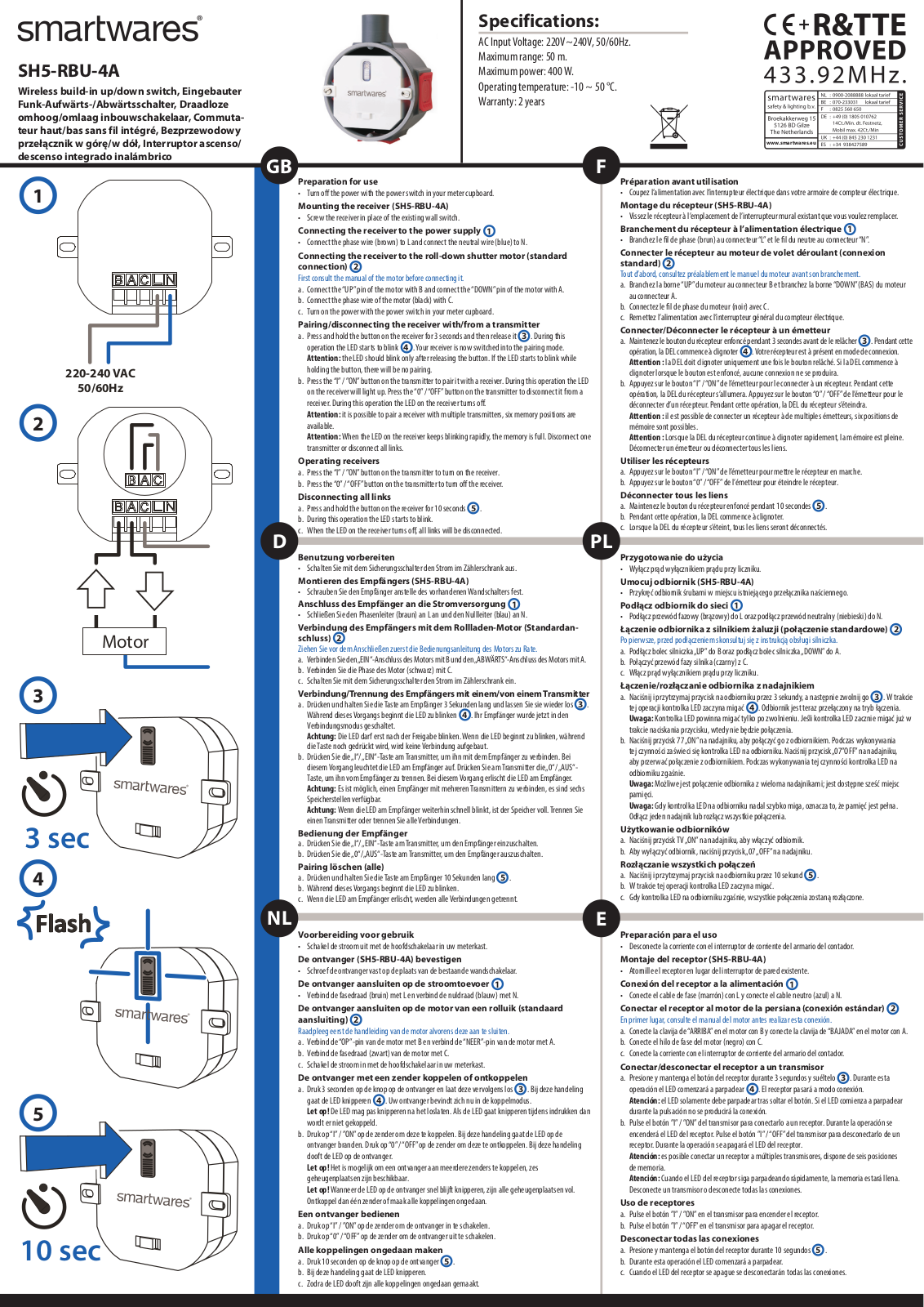 Smartwares SH5-RBU-04A User Manual