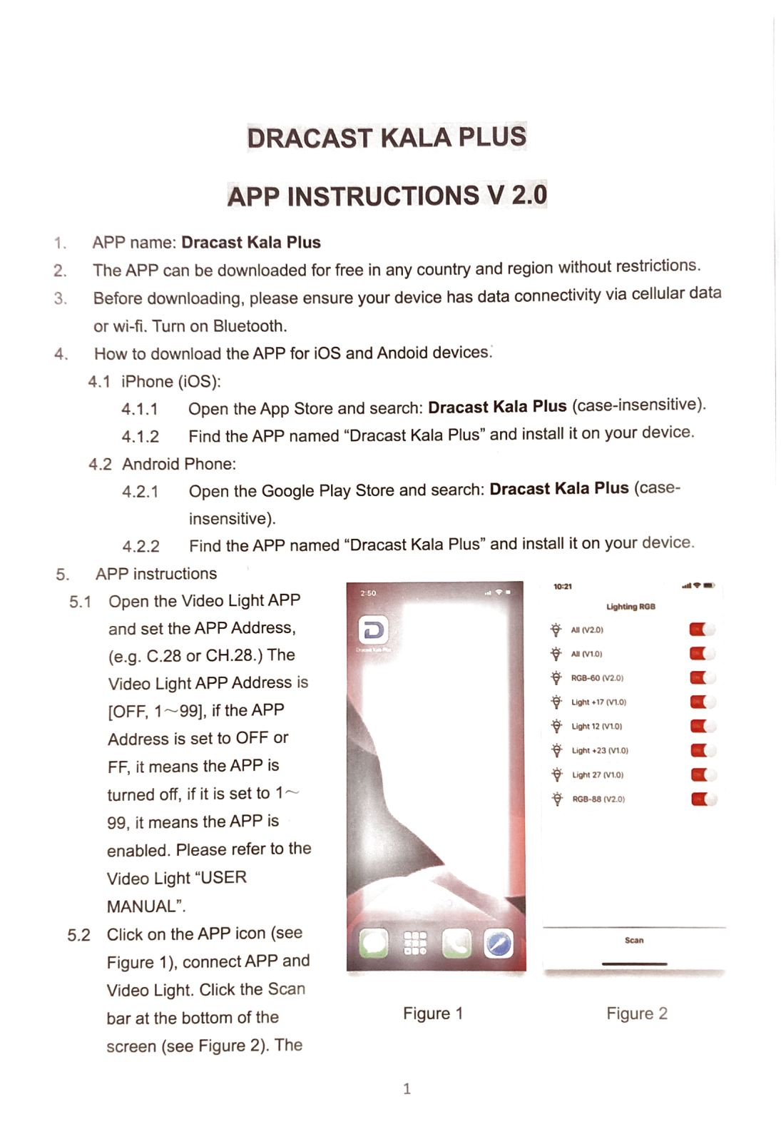 Dracast KALA PLUS APP INSTRUCTIONS V2.0 - ManualMachine.com