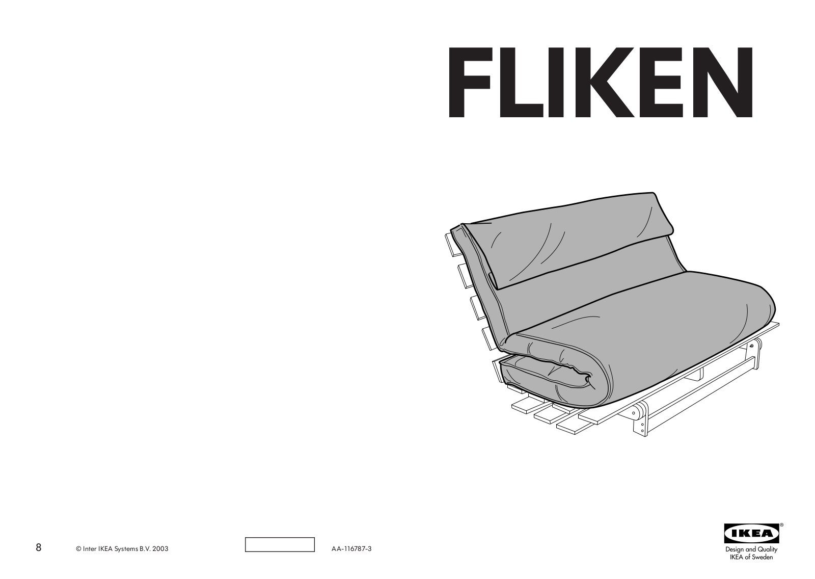 IKEA MASSUM FLIKEN FUTON SOFA COVER, MUNKARP FLIKEN FUTON SOFA COVER Assembly Instruction