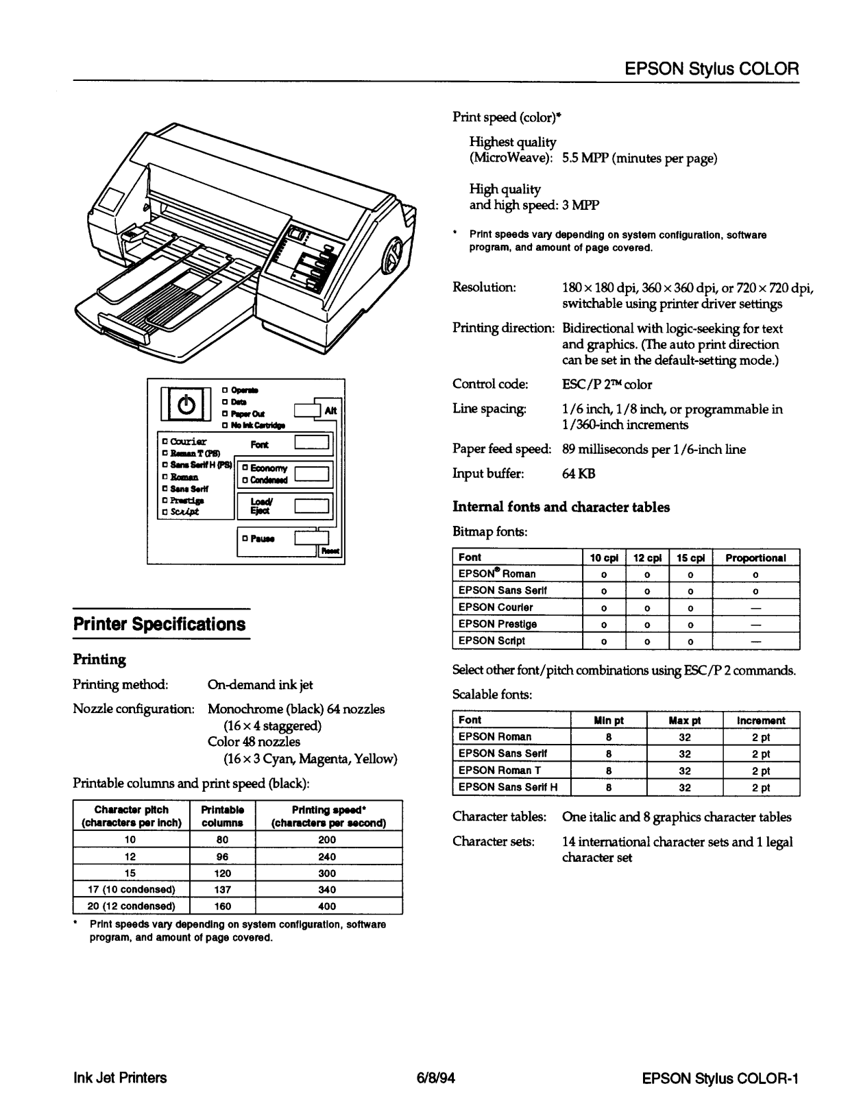 Epson Stylus Color Product Information Guide