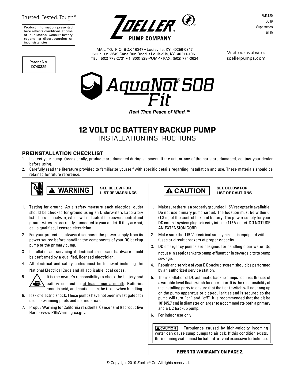 Zoeller 508 Installation Guide