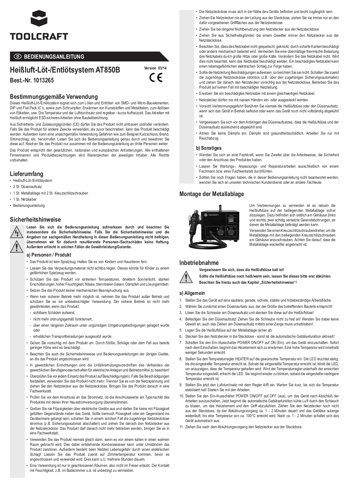 TOOLCRAFT AT850B User guide