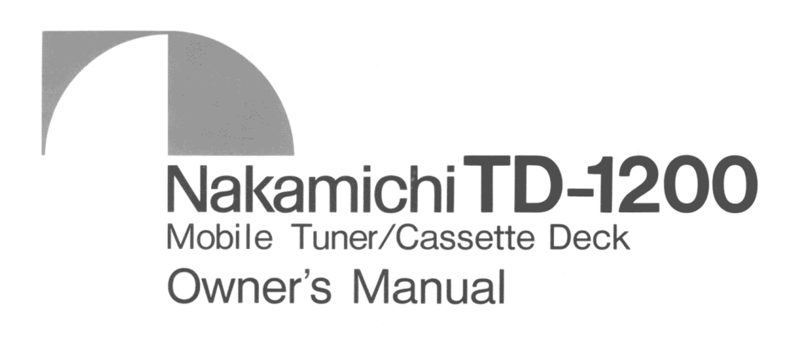 Nakamichi TD-1200 Owners manual
