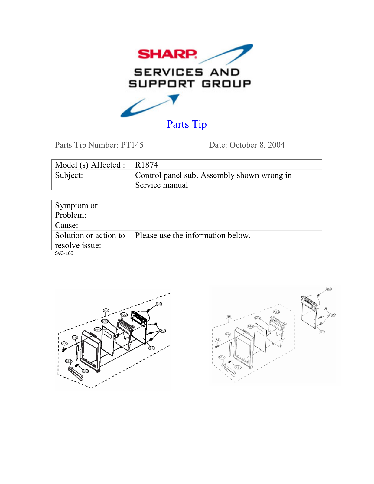 SHARP PT145, R-1874 Service Manual