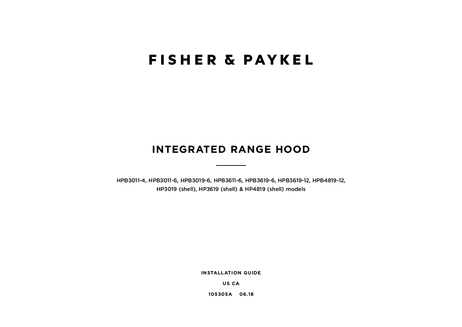 Fisher & Paykel HPB3619-12, HPB3619-6, HPB3611-6, HPB3011-6, HPB3019-6 User Manual