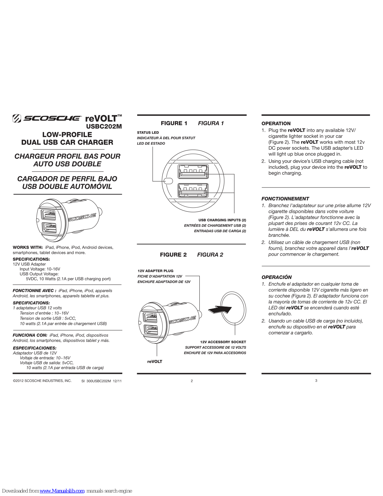 Scosche reVOLT USBC202M Instruction Manual