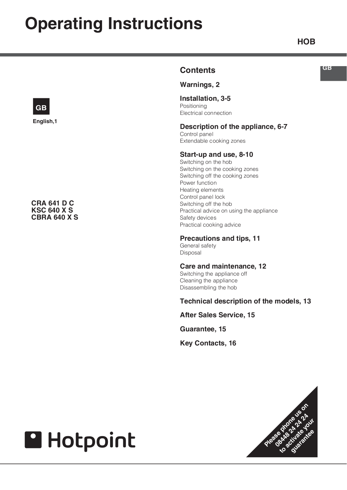 Hotpoint CBRA 640 X S, KSC 640 X S User Manual