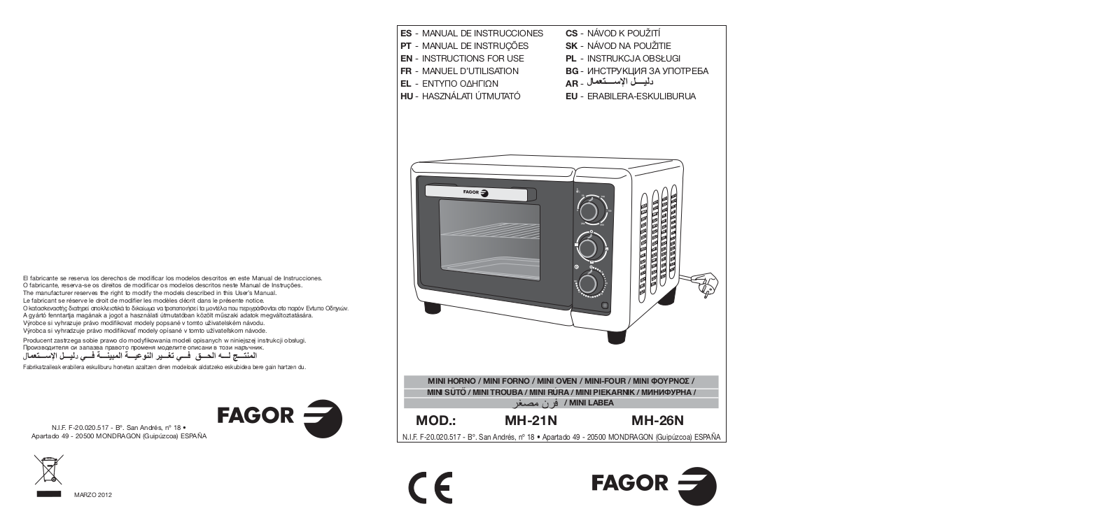 Fagor MH-21N User Manual