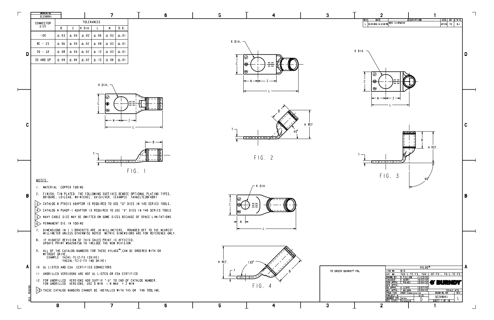 Burndy YAV2CLTC14FX Data Sheet