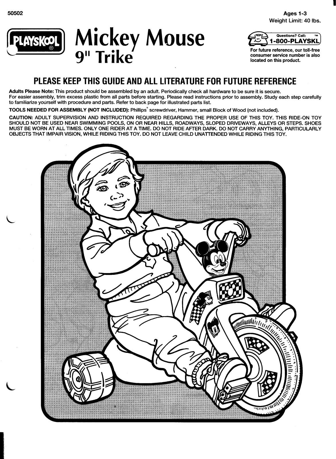 HASBRO Mickey Mouse 9inch Trike User Manual