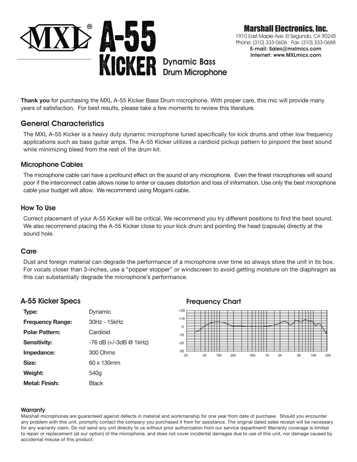 MXL A-55 User Manual