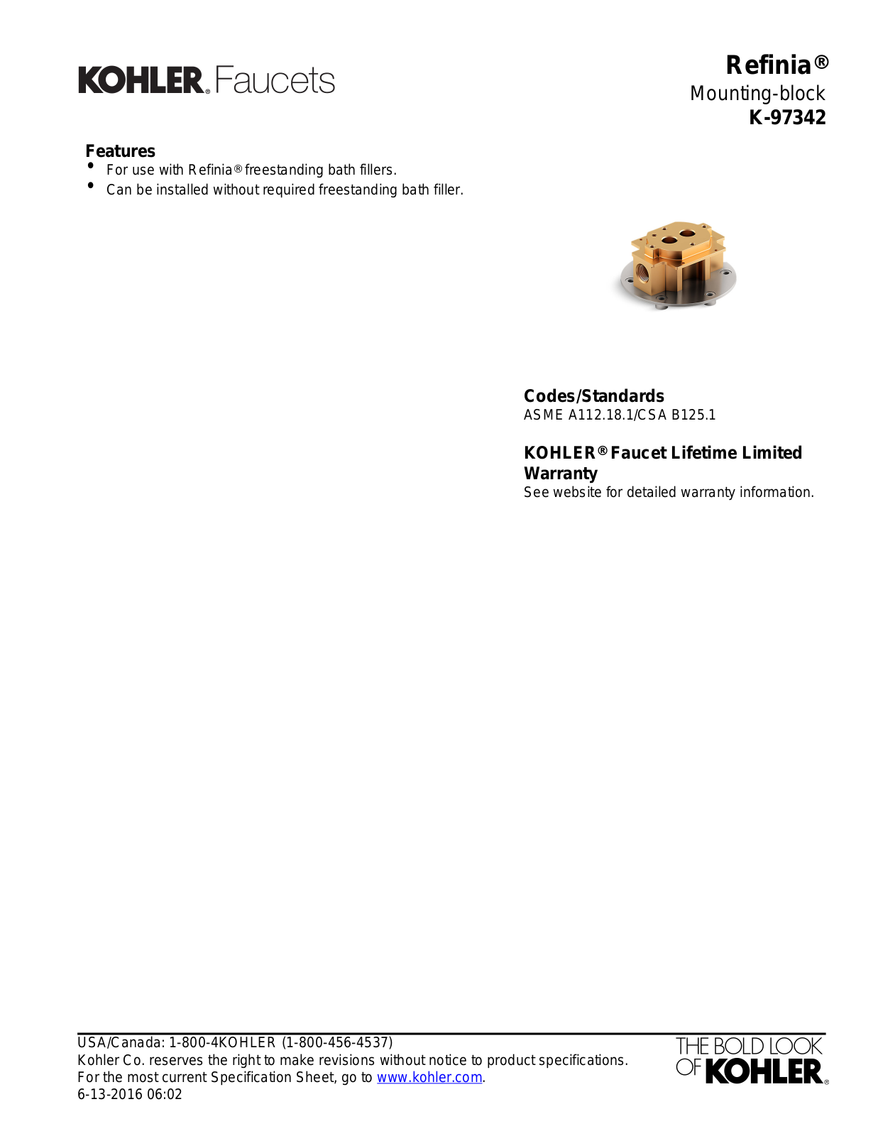 Kohler KOH21379 Specifications - ManualMachine.com