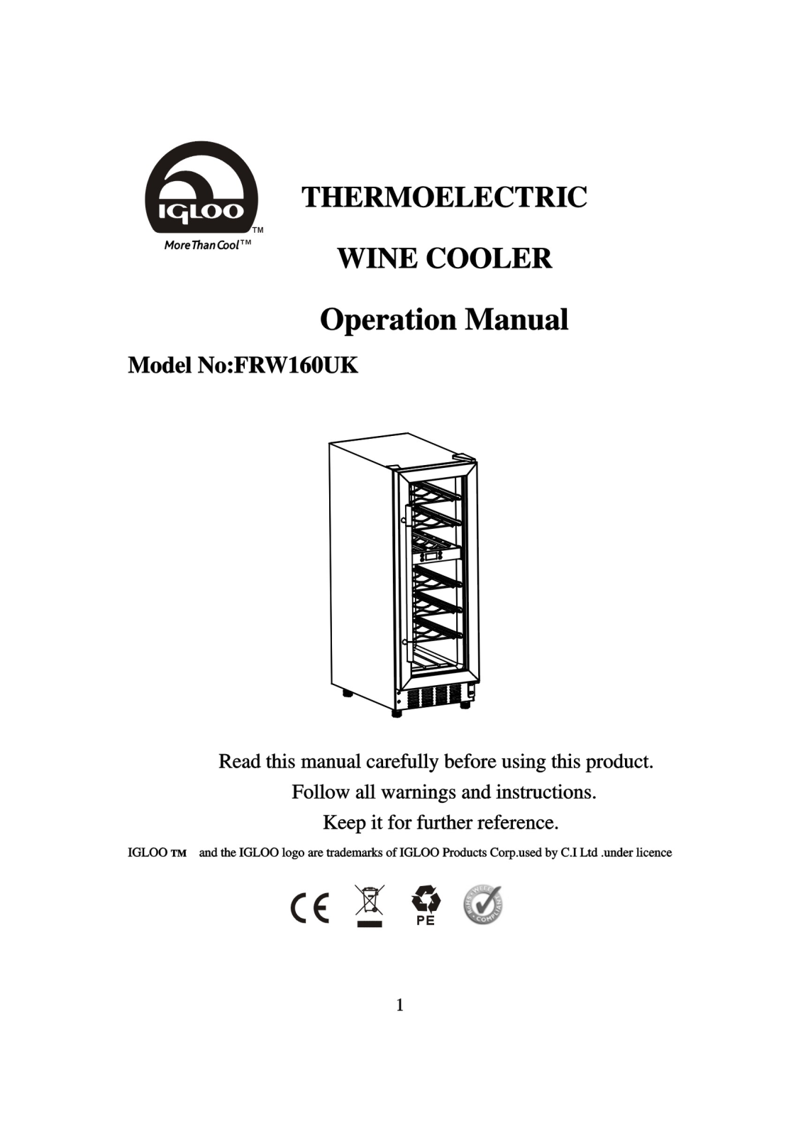 CURTIS FRW160UK User Manual