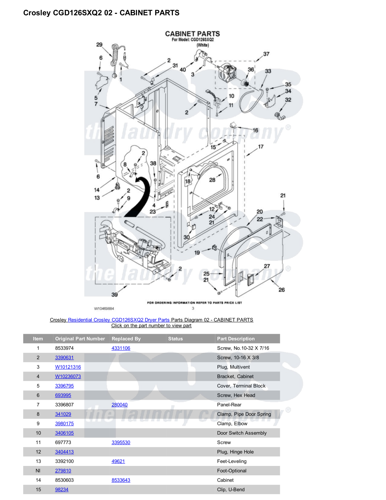 Crosley CGD126SXQ2 Parts Diagram