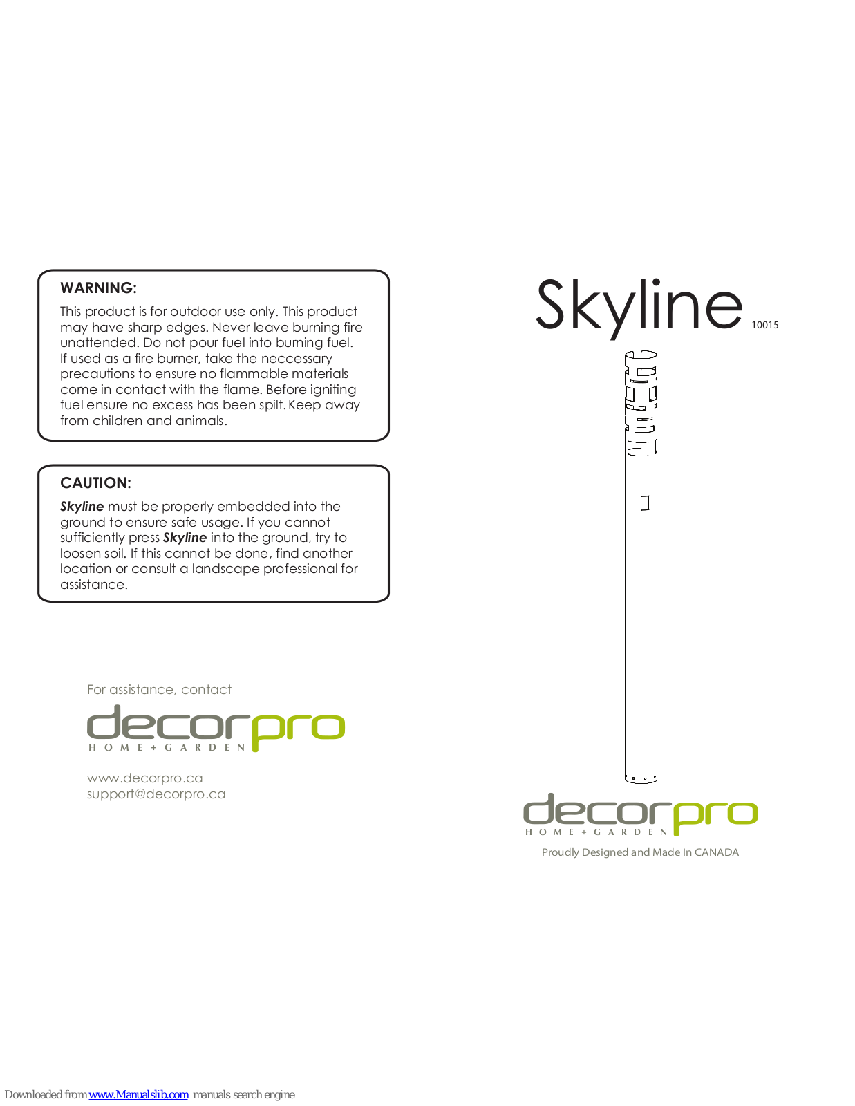 decorpro Skyline 10015 Instruction Manual