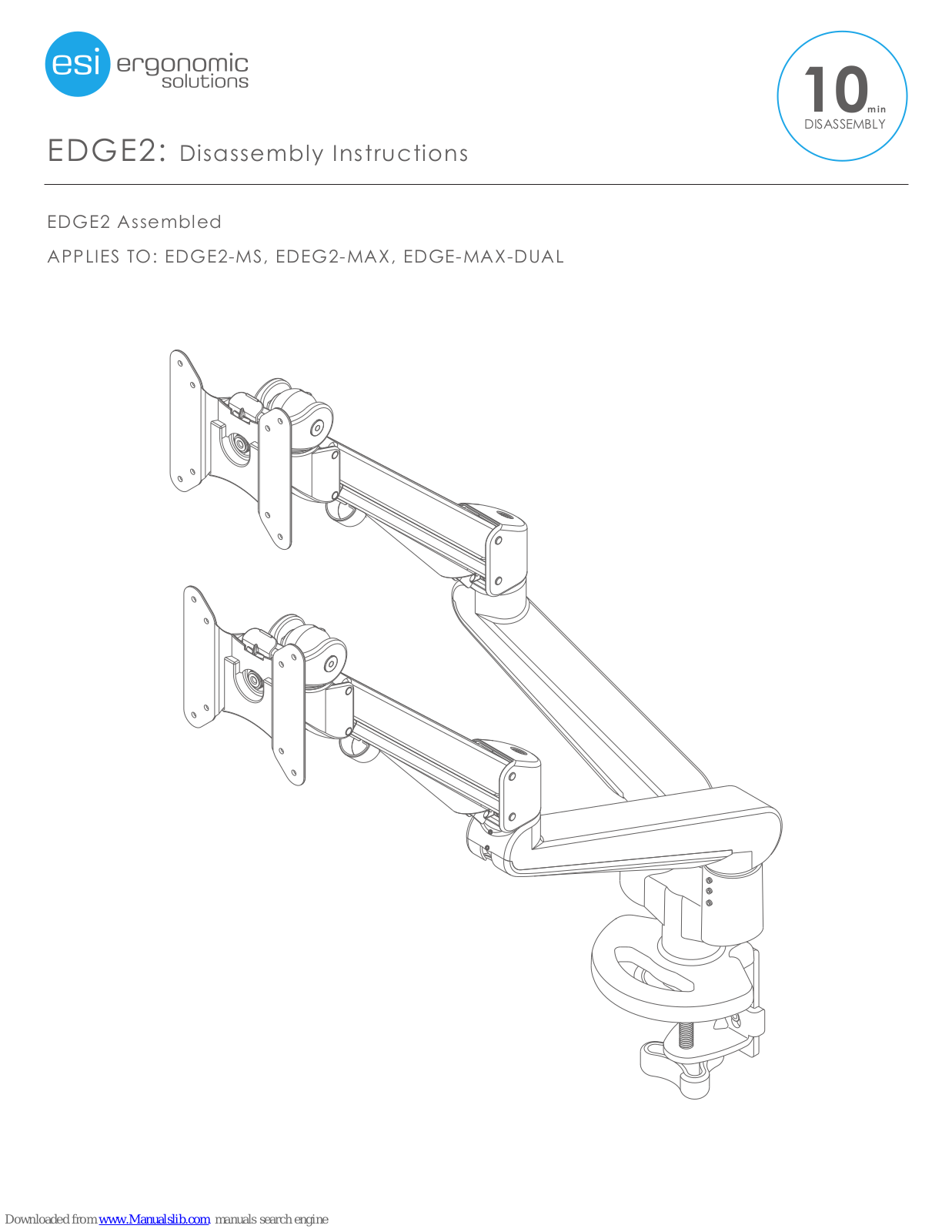 ESI EDGE2-MS, EDEG2-MAX, EDGE-MAX-DUAL, EDGE Series, EDGE2-MS-SLV Disassembly Instructions Manual